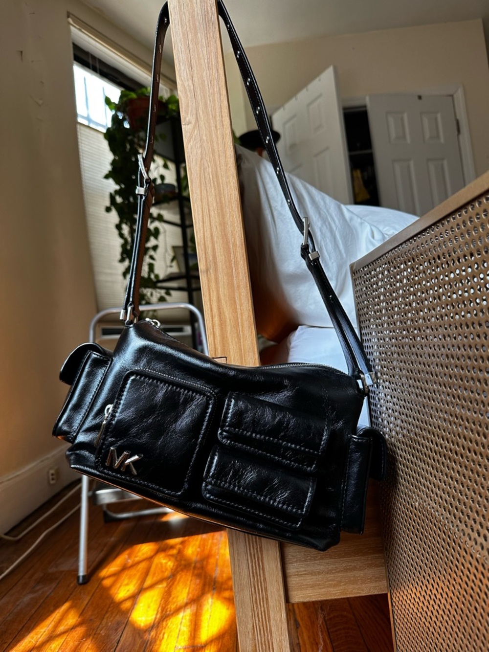 Michael Kors Black Leather Bag with Silver Studs